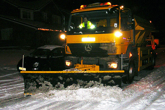 Rochdale Borough Council Snow Plough/Gritter at work on the Borough's roads