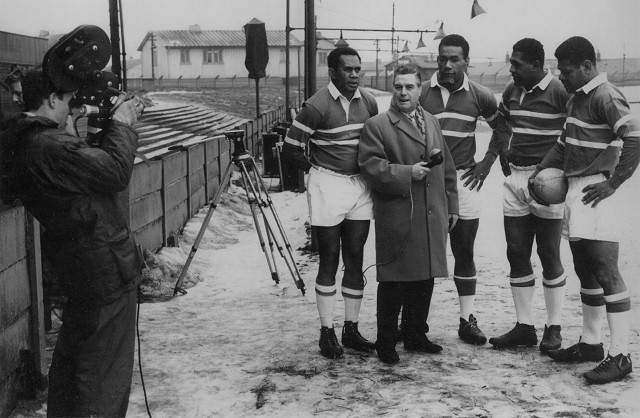 Voate Drui, Orisi Dawai, Joe Levula and Liatia Ravouvou being interviewed at Hornets in 1963