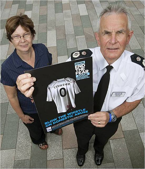 Karen Harrison of the Women's Domestic Abuse Helpline and Chief Constable Peter Fahy