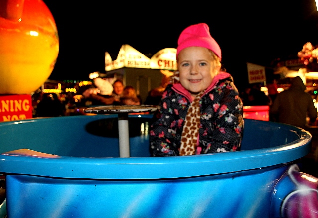 Amy White enjoys the fairground rides