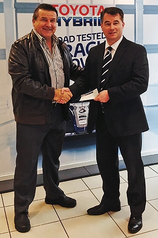 Mike Goldrick from the Heywood Business Group with RRG Toyota Manager Jared Griffin