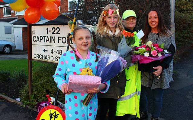 Fond farewell as Elaine Gledhill a popular crossing patrol lady retires