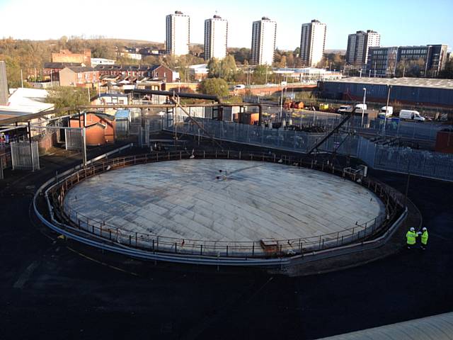 One of the two gas holders that will be removed