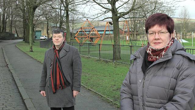 Campaigner Janet Emsley and local councillor John Hartley are campaigning for additional street lighting on Townhouse Road in Littlebborough
