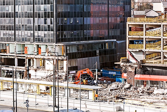 The demolition of the Black Box (the old municipal offices) and bus station is well under way