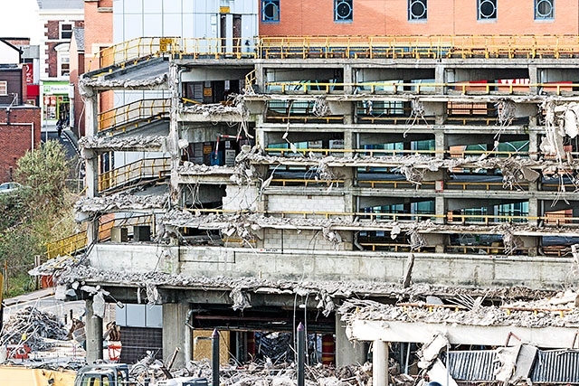 Bus station demolition