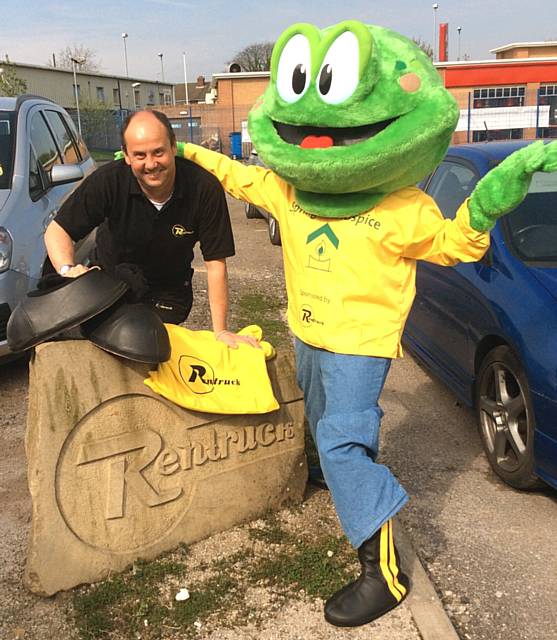 Richard Cotton of Rentruck pictured in 2014 with Springy from Springhill Hospice
