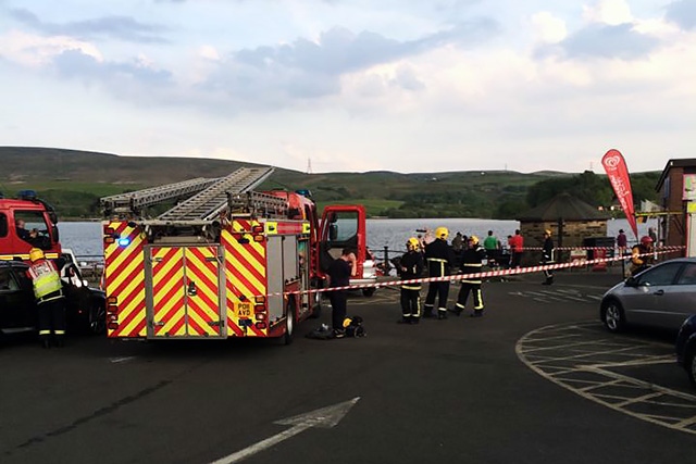 Greater Manchester Fire and Rescue Service rescue two youths stranded in the middle of Hollingworth Lake