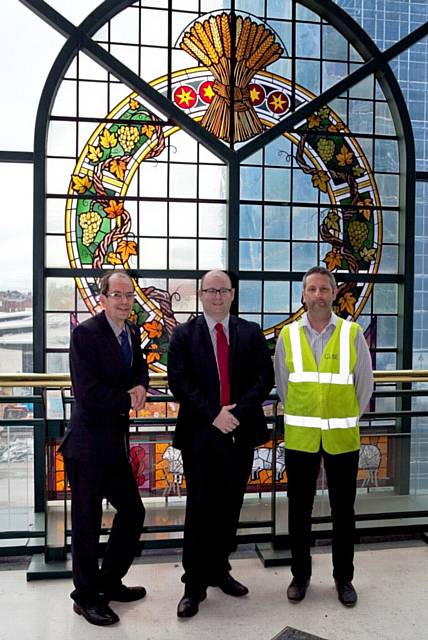 Rochdale Council Leader Colin Lambert, Martin Ballard, Wheatsheaf Centre Manager and Jim Weaver from Globe MSL