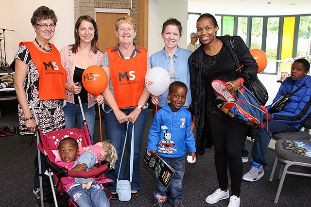 Anne Mally with volunteers and guests at the MS Society Summer Fair