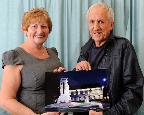 Sue Rigby, representing calendar sponsor Richard Whittaker Ltd, and David Brierley with his winning photo