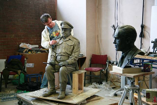 Sean Hedges-Quinn at work on a statue of Dad’s Army favourite Captain Mainwaring, played by Arthur Lowe