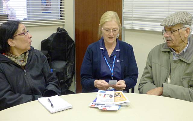 Mr and Mrs Akhtar got some timely advice from Community Matron Lynn Mason at The Carer’s Resource during Carers’ Rights Day