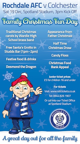 Family Christmas Fun Day at Spotland - Saturday 19 December
