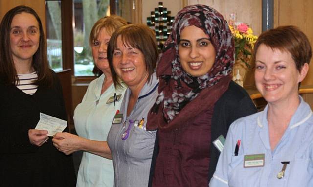 Anna Lee with Nursing Assistant Ann Howarth, Staff Nurse Vera Beswick, Dr Shamim Iqbal and Staff Nurse Claire Tallantyre