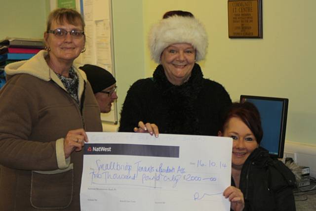 Gill Percy (IT tutor), Mandy Cryer (Chair of STARA) and Sharon Harper (who will be taking part in the course) with the cheque for £2,000 from Greggs Foundation
