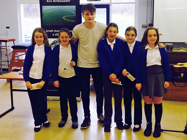 James King with pupils at St Luke’s Primary School