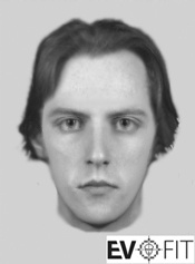 Offender described as being white, in his early 20's, of slim build, had long mousey coloured brown hair that was just below his ears, brown or hazel eyes and wore a dark coloured coat