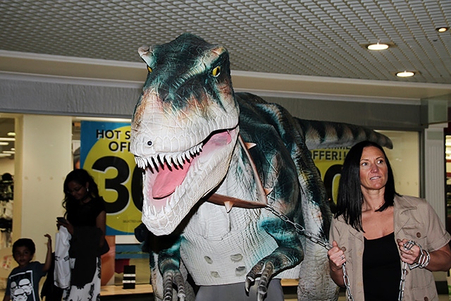 9ft lifelike T-Rex at the Wheatsheaf Shopping Centre