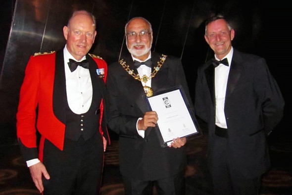 Brigadier Chris Coles, 42 Infantry Brigade, Mayor Cllr Surinder Biant and Cllr Alan McCarthy, Rochdale Council Lead Member for the Armed Forces