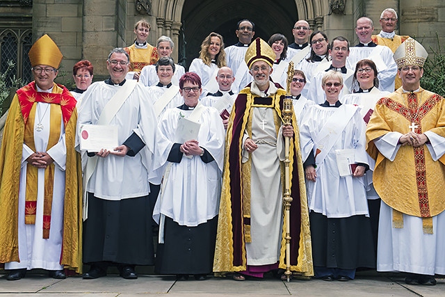 Stephen Shepherd (front row, second left) ordained as a Deacon