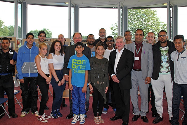 PCC Tony Lloyd and Deputy PCC Jim Battle with the PACT Youth Forum at Smallbridge Library