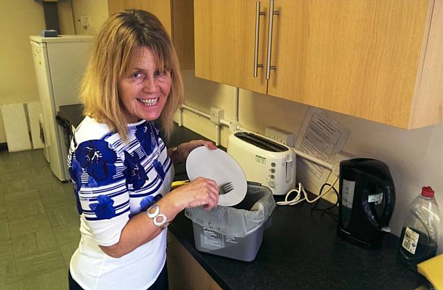 Cllr Beswick recycles food waste