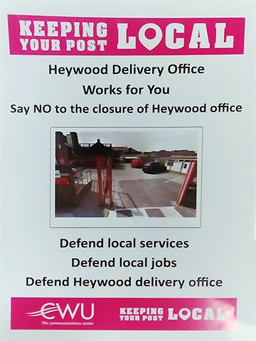 Campaign poster - save Heywood post delivery office