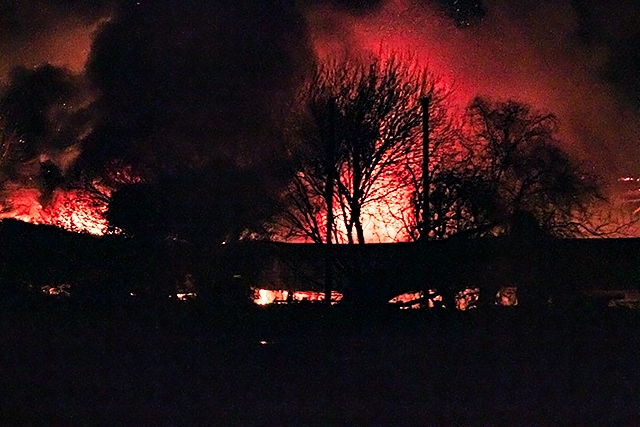 Former Carcraft building on fire