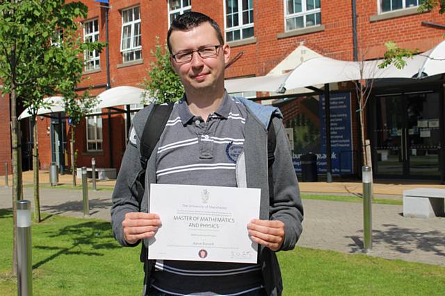 Aaron Russell achieved a First Class Master’s Degree in Mathematics and Physics at the University of Manchester