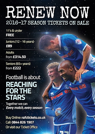 Renew Now - 2016-17 Season Tickets for Rochdale AFC