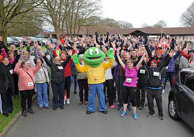 Springy the Frog setting off the Hospice to Hospice Walk 