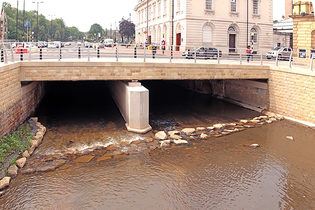 The new bridge over the River Roch in Rochdale town centre