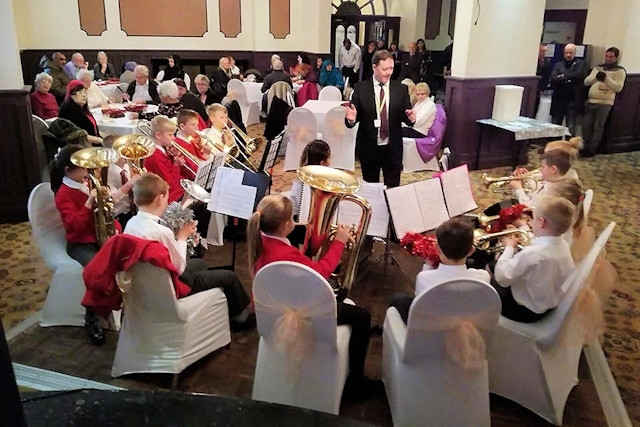 Littleborough Community Primary School showcased their brass band at Ambition for Ageing Rochdale's celebrations