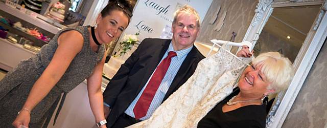 Kerry Russell and Rosemarie Cunningham of Lavinia Rose Bridal with Council leader, Councillor Richard Farnell
