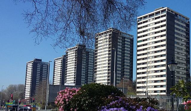 View of Rochdale’s iconic Seven Sisters tower blocks