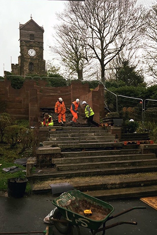 Edgar Wood’s staircase and exedra in Middleton’s Jubilee Park undergoing restoration