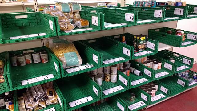 These trays at Middleton Foodbank are normally full of food