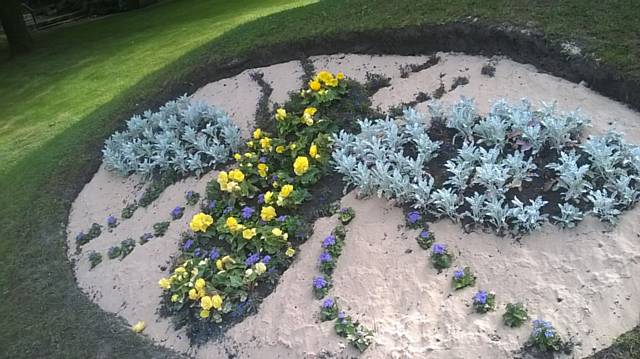 Floral tribute in Jubilee Park,Middleton to Manchester bomb victims