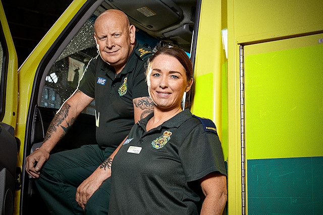 Senior Paramedic Glyn Hardy and Paramedic Andrea Hardy