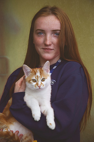Apprentice Laura with cat