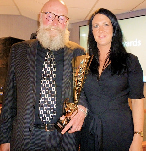 Norden Cricket Club Ladies award winner Jayne Salford with Graeme Fowler