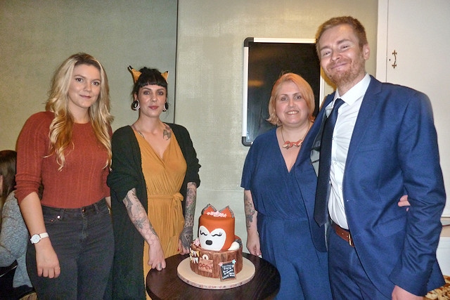 Naomi and Toby Rhys Thomas (both right) with Veggie Vixen manager Clare O'Hearne (left) and Meow manager Kate Coop (far left)
