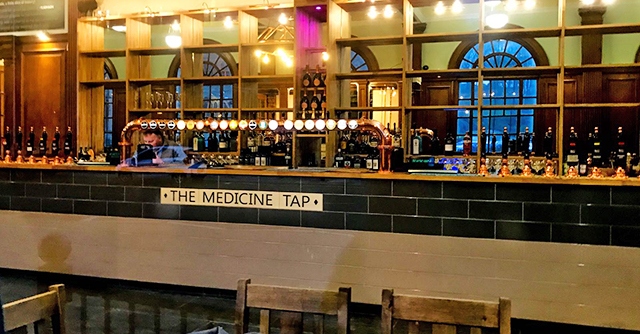 The bar inside The Medicine Tap