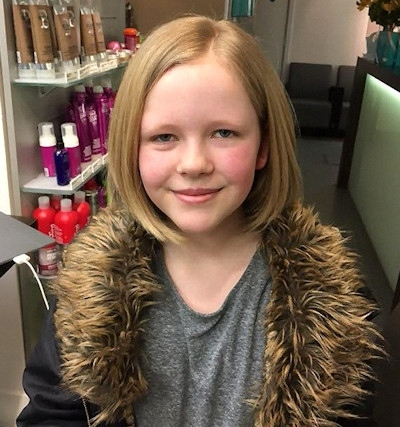 Isabella Brophy, after her haircut
