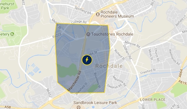 The area affected by the powercut