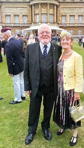Harry Mills and wife Angela at the Not Forgotten Association garden party at Buckingham Palace 