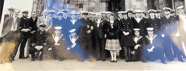 Former Mayor of Rochdale Norman Angus with members of the Royal Navy