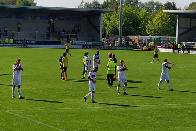 Burton Albion 1 - 2 Rochdale<br /> Dale players applaud the travelling supporters