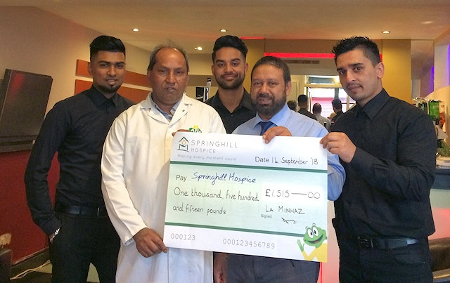 Mohammed Hussain, La Minhaz Restaurant with the fundraising team